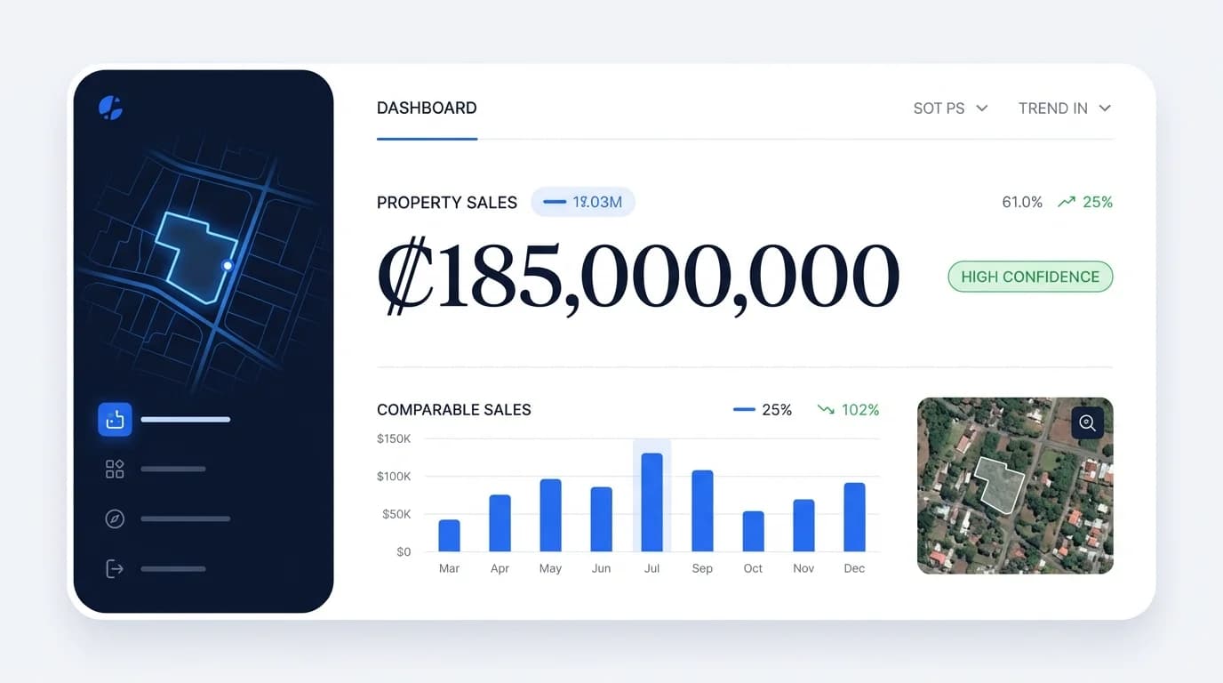 Lumatris dashboard mostrando valuación de propiedad